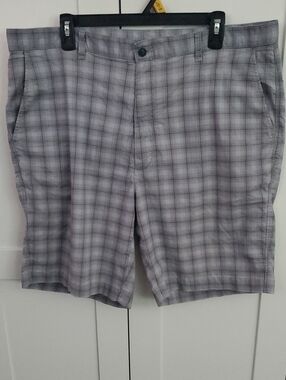 Caribbean Gray Plaid Flat Front Men's Shorts